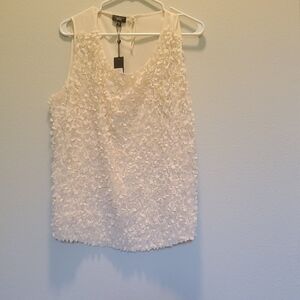 Talbots White Silk Textured Sleeveless Top